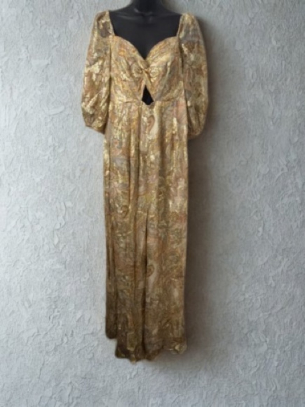 Gold Paisley Jumpsuit with Twist Front